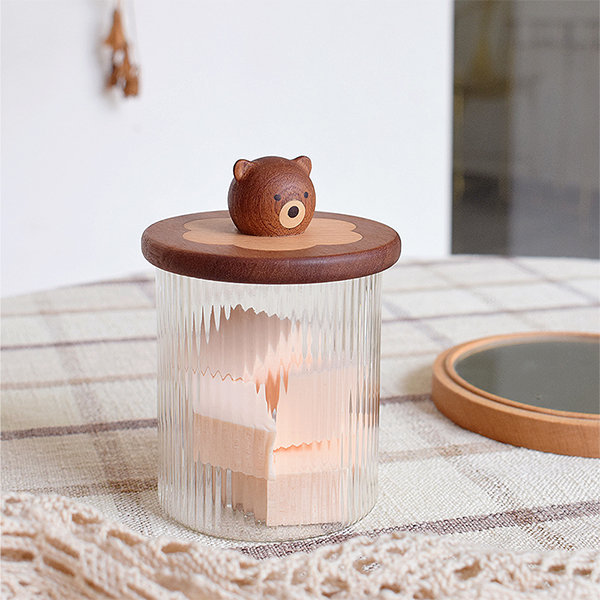 Cute Bear Storage Jar - Wooden Lid With a Unique Bear Figurine As Handle -  ApolloBox