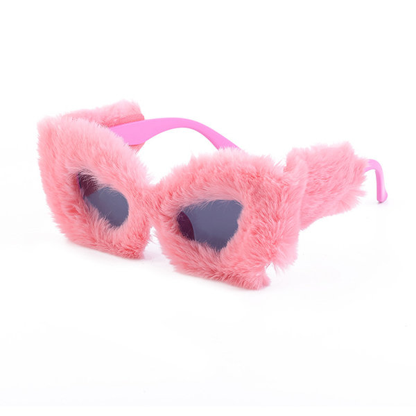 Plush Winter Sunglasses - White - Pink - 5 Colors - ApolloBox