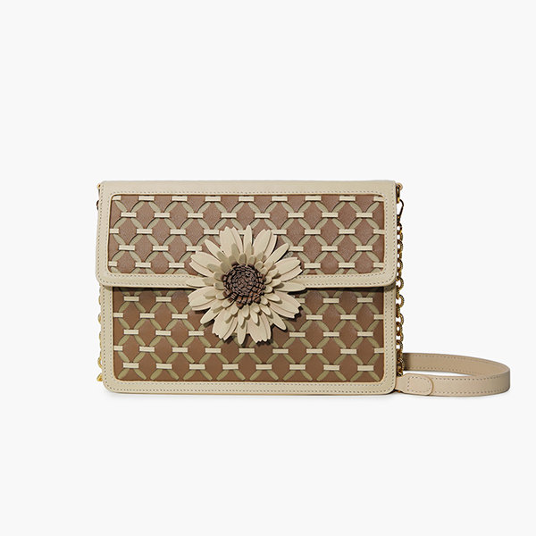 Vintage Floral Bag - Real Leather - Cotton