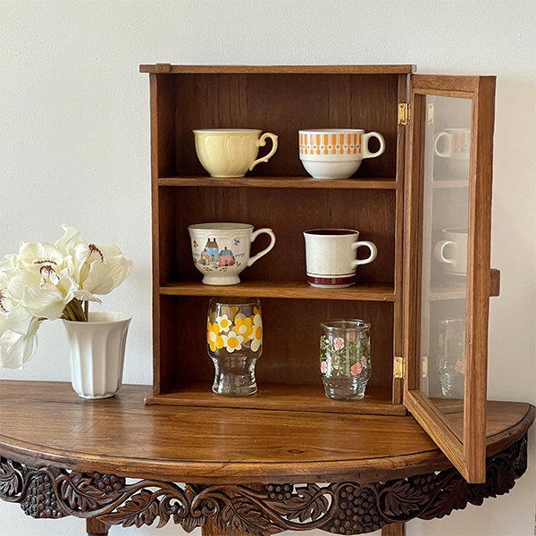 Desktop Storage Cabinet - Wood - Glass - 2 Drawers - Vintage from Apollo Box