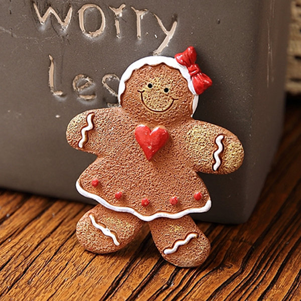 Gingerbread Man Fridge Magnet, or Badge Reel, Christmas Magnet