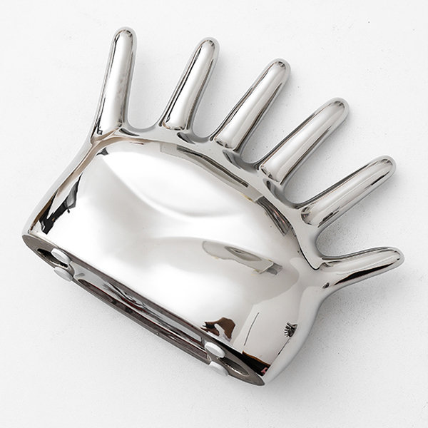 Modern Hand Shape Decoration - Ceramic - Rings Holder - Silver