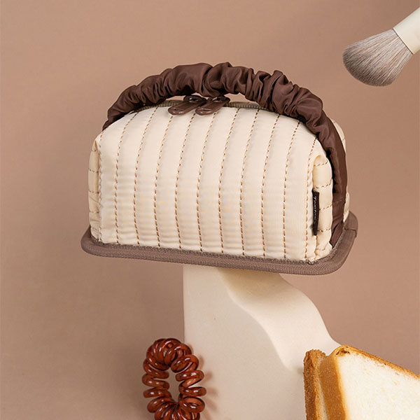 Toast Shaped Cosmetic Bag - Portable - White