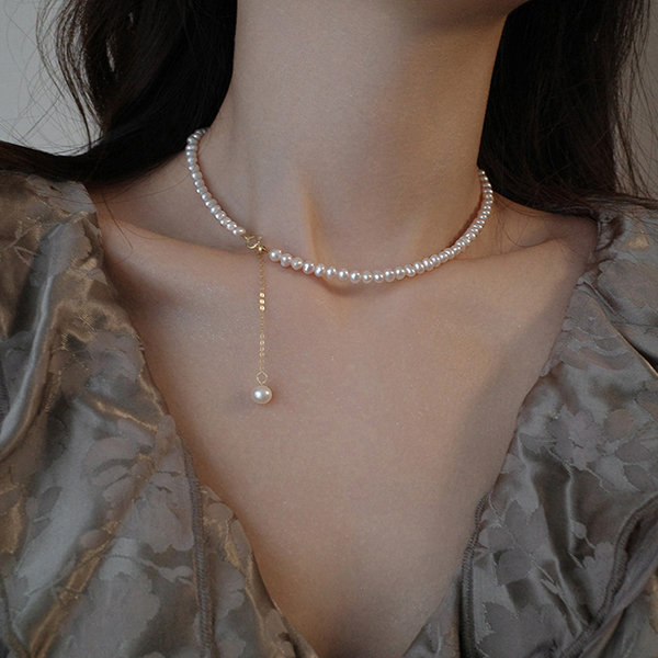 Pearl X Thin Paperclip Necklace | Adina Eden Jewels