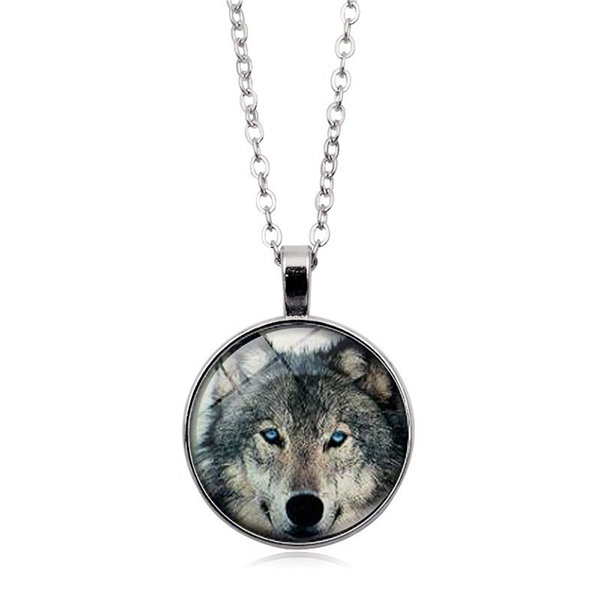 Wolf Necklace - Metal Alloy - Glass - Black - Silver - 3 Colors - ApolloBox