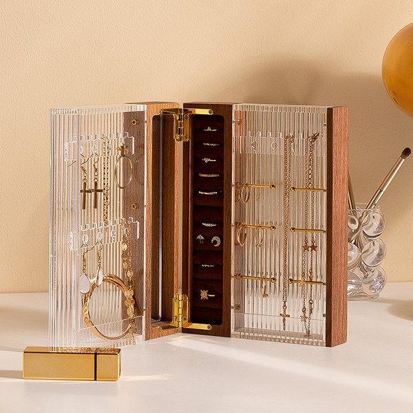 Book Inspired Jewelry Storage Box - Acrylic - Black Walnut Wood from Apollo  Box