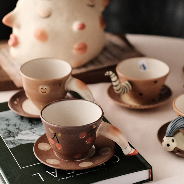Japanese Sakura Glass Coffee Mug Cute Cat Deer Rabbit Tea Mug Heat  Resistant Glass Tea Cup