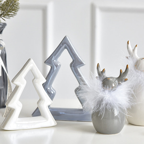 White Ceramic Decoration, Memorial Decoration, Feather Christmas