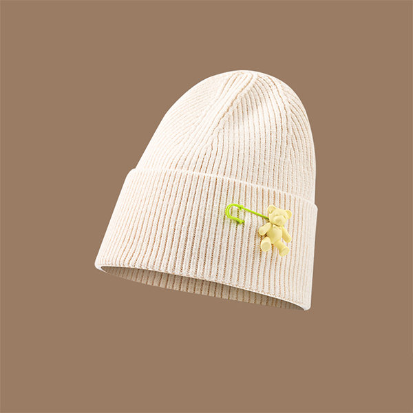 Bear Knitted Hat - Gray - Beige - 7 Colors - ApolloBox