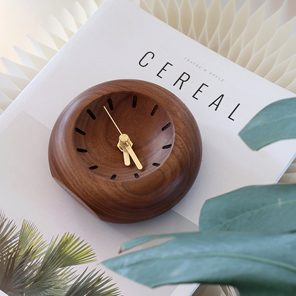 Desk Clock - Black Walnut Wood - Round - Square - 3 Patterns Available from  Apollo Box