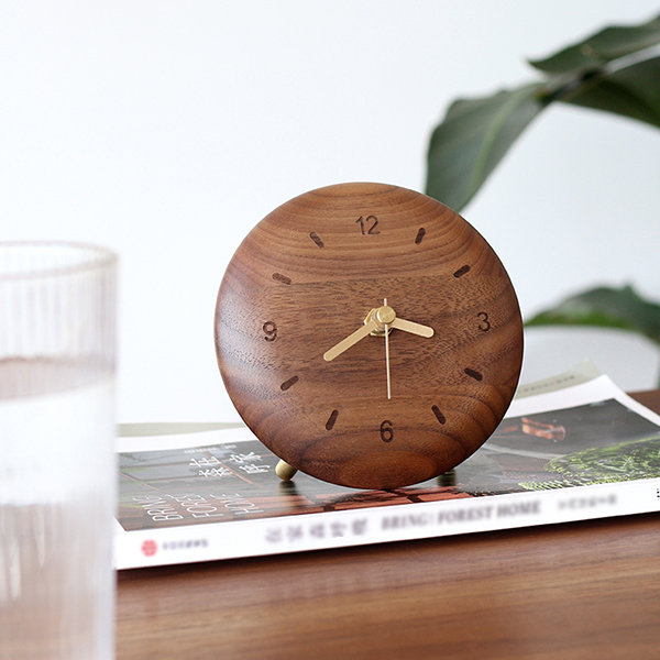 Desk Clock - Black Walnut Wood - Round - Square - 3 Patterns Available from  Apollo Box