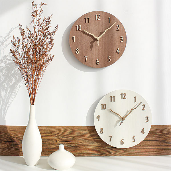 Nordic Creative Wall Clock - Wood - Beige - Brown - 4 Patterns