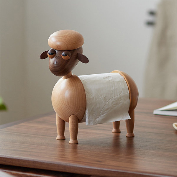 Sheep Shaped Tissue Holder - Beech Wood - Black Walnut Wood