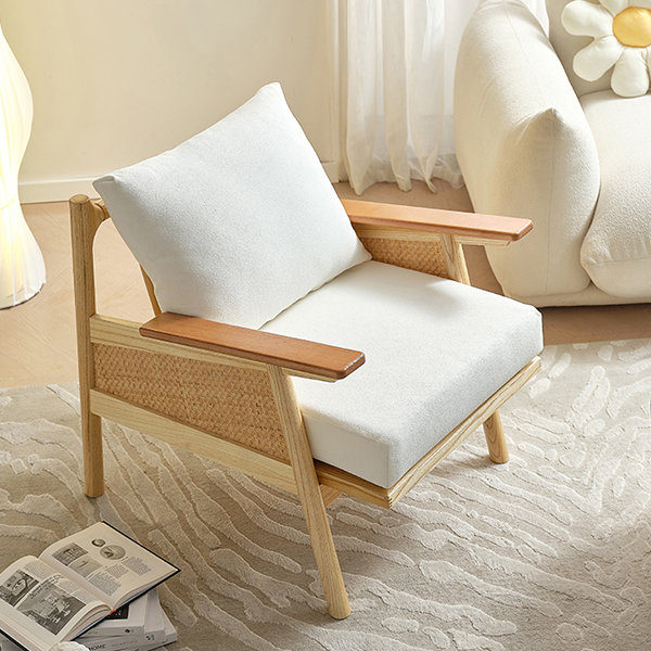 Japanese Style Armchair - Solid Wood - Sponge - 6 Colors - ApolloBox