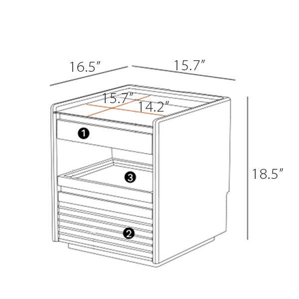 Bedside Table With Light - Pine Wood - Glass - ApolloBox