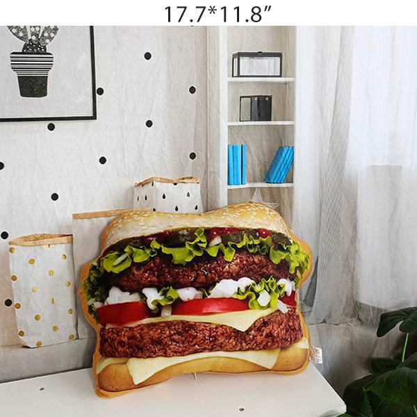 Realistic Burger Pillow Cushion - Fun Prank Gift, Office Chair Pad