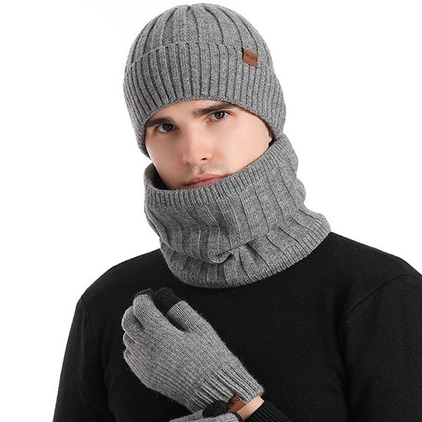 Three-Piece Set For Winter - Alpaca Wool - Neck Warmer - Gloves