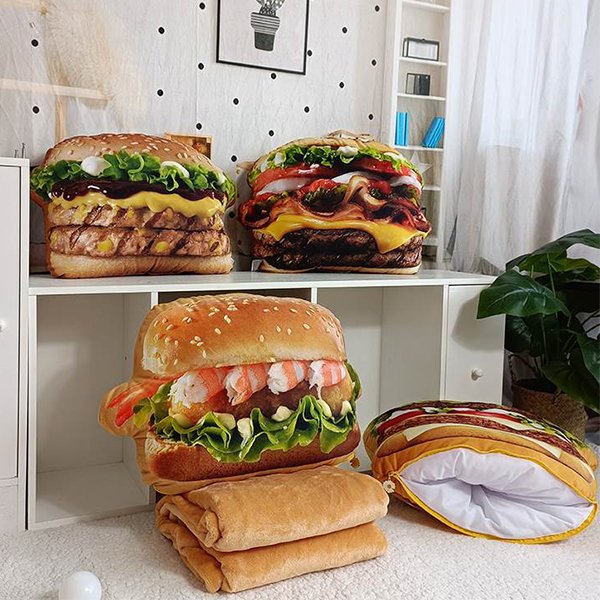 Realistic Burger Pillow Cushion - Fun Prank Gift, Office Chair Pad