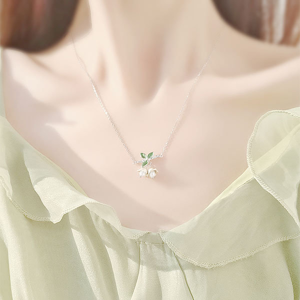 Lily Of The Valley Sterling Silver Necklace - Zircon