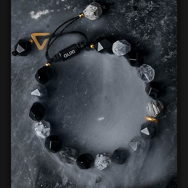 Cool Bracelet - For Man - Black - Fog Crystal - Agate - 3 Sizes