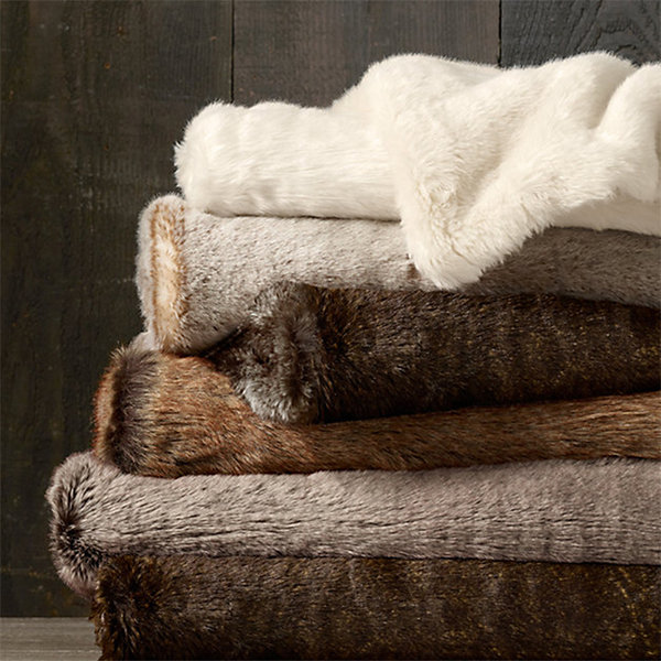 Plush Winter Blanket - Faux Wool - Beige - Brown - 6 Colors