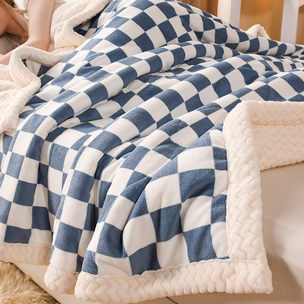 Blue and discount white checkered blanket