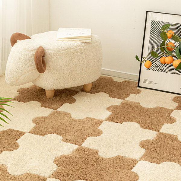 Jigsaw Puzzle Carpet - Polyester - White - Brown - 2 Sizes from Apollo Box