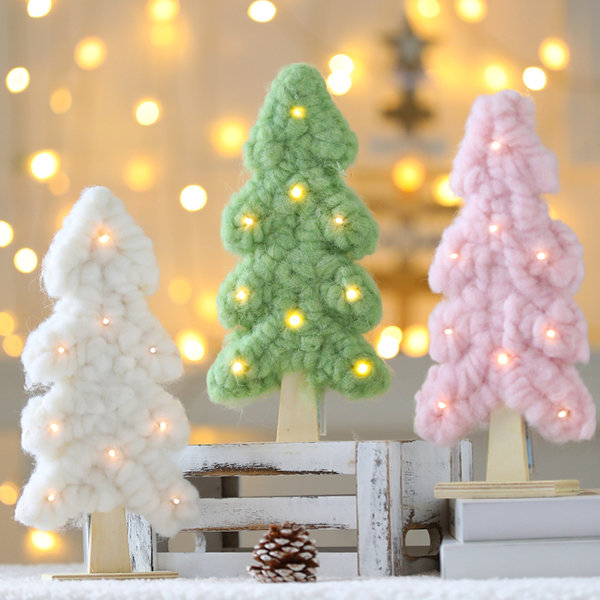 Pink Felt Christmas Ornaments Set, Felt Christmas Tree Decorations Set of 7  , Christmas Pink Felt Hanging Decor 