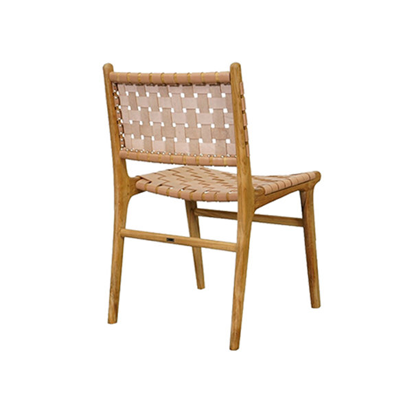 Woven Dining Chair - White Ash Wood - Bridle Leather - Black - Wood ...