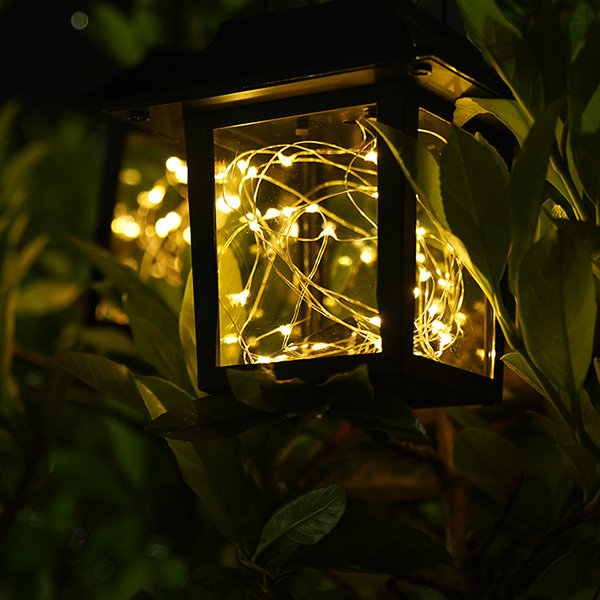 Outdoor Solar Powered Hanging Lantern - Black - Bronze - ApolloBox