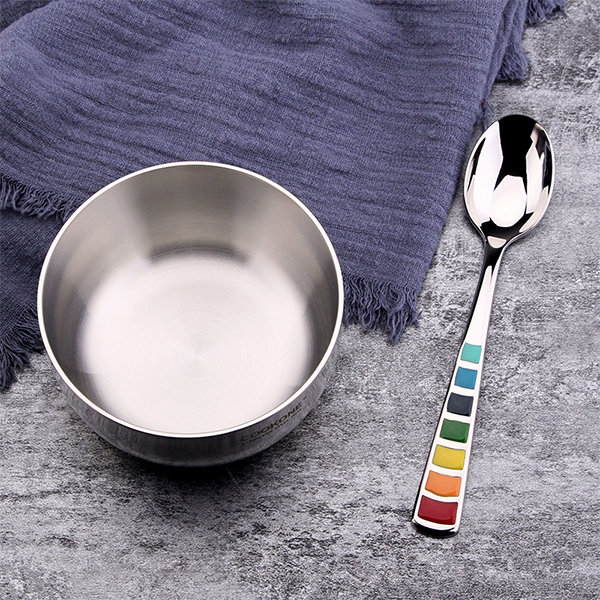 2pcs/set Silver Stainless Steel Serving Spoon With Square Head