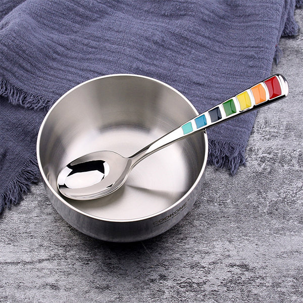 2pcs/set Silver Stainless Steel Serving Spoon With Square Head