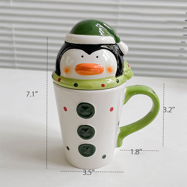 Christmas Lights Penguin Figural Ceramic Mug