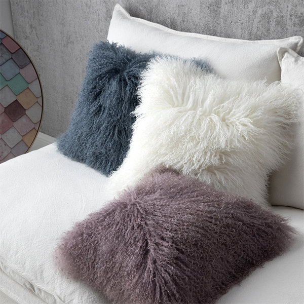 Plush Fluffy Throw Pillow - Pink - Blue - 6 Colors - ApolloBox