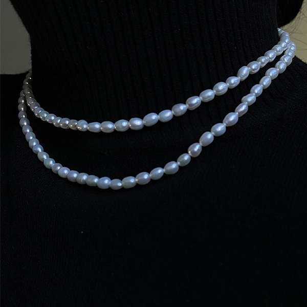 14k yellow gold round diamond Akoya pearl strand necklace 30 inch vint –  Finer Jewelry, Inc.