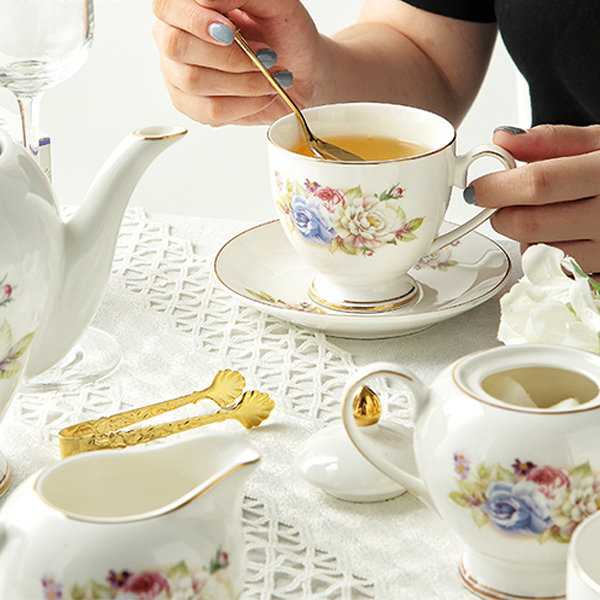 European-style Complete Set of Coffee Set Ins Creative Home British Flower  Tea Afternoon Tea Ceramic Tea Set Set Coffee Cup