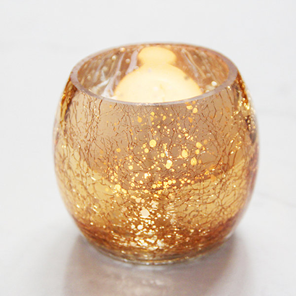 Modern Candle Holder - Glass - Golden - Set Of 2 - ApolloBox