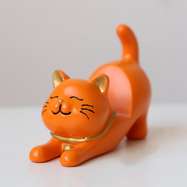 1pc Cat Kitty Eyeglass Holder Stand Cute Object For Desk Decoration (Orange)