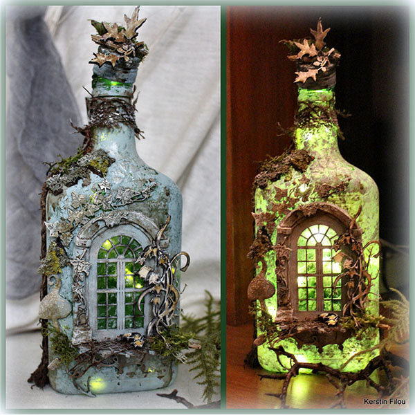 Wine Bottle Lamp - Resin - Gothic Mystery - ApolloBox