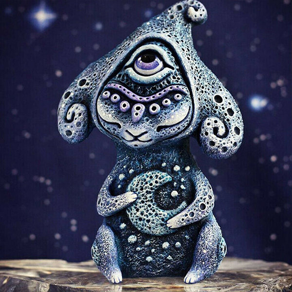 Funny Baby Uranus Galactica Bean OOAK hand-sculpted polymer clay figurine with glass eyes fantasy alien creature store