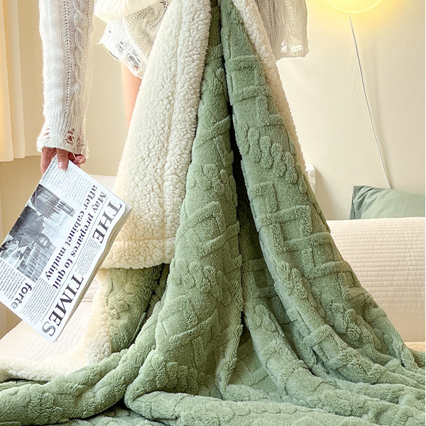 Puffy Blanket - Taffeta - Faux Fur - Khaki - Green - 4 Colors - 2