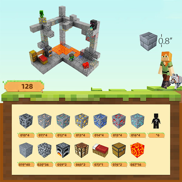  Magnetic Blocks-Build Mine Magnet World Edition