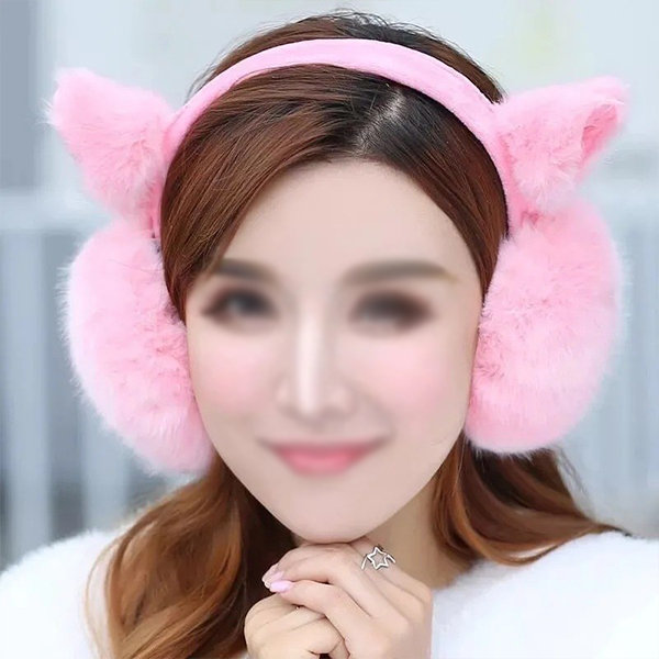ApolloBox Cute Cat Ears Fluffy Earmuffs - Acrylic Fibers - White - Pink