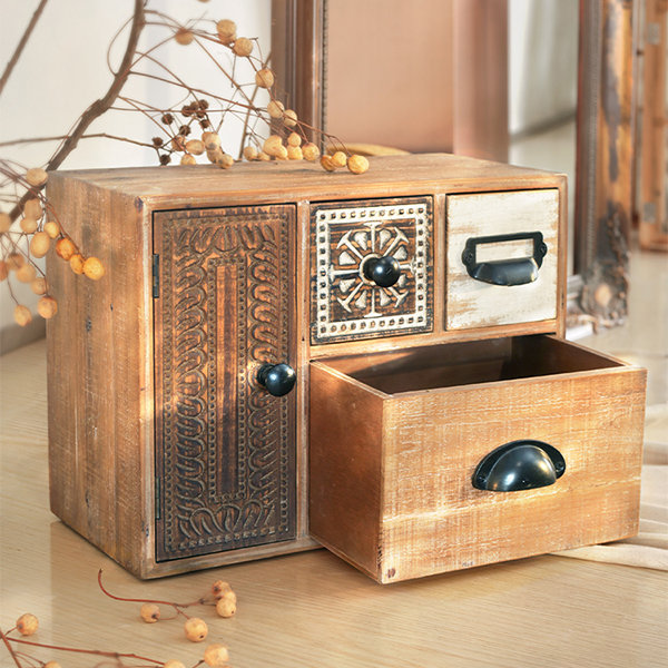 Wood Jewelry Storage Box - Vintage - Handcrafted Art - ApolloBox