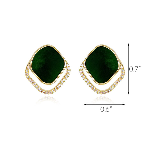 Charming Stud Earrings - Copper - Green