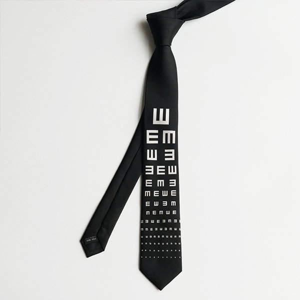 Black And White Eye Chart Tie - Polyester