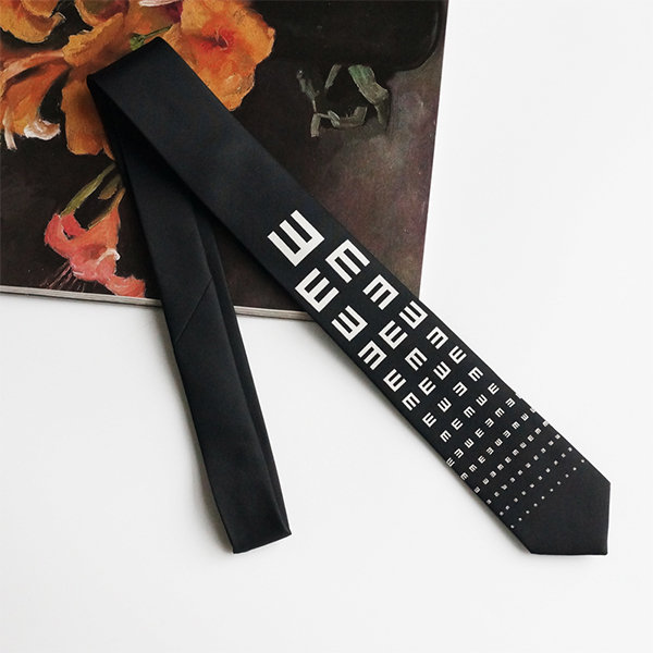 Black And White Eye Chart Tie - Polyester