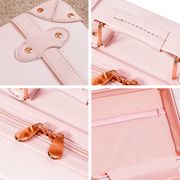 Locked Cosmetic Case - PU Leather - Pink - White - 6 Colors - ApolloBox