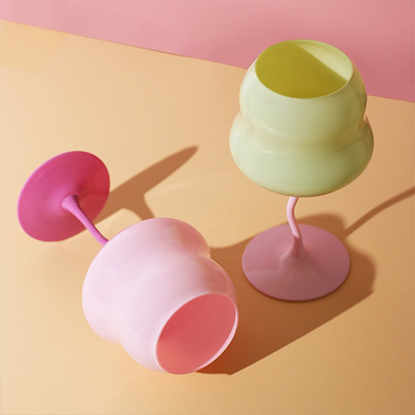 Large Wine Cup - Glass - Pink - Yellow - Blue - Green from Apollo Box