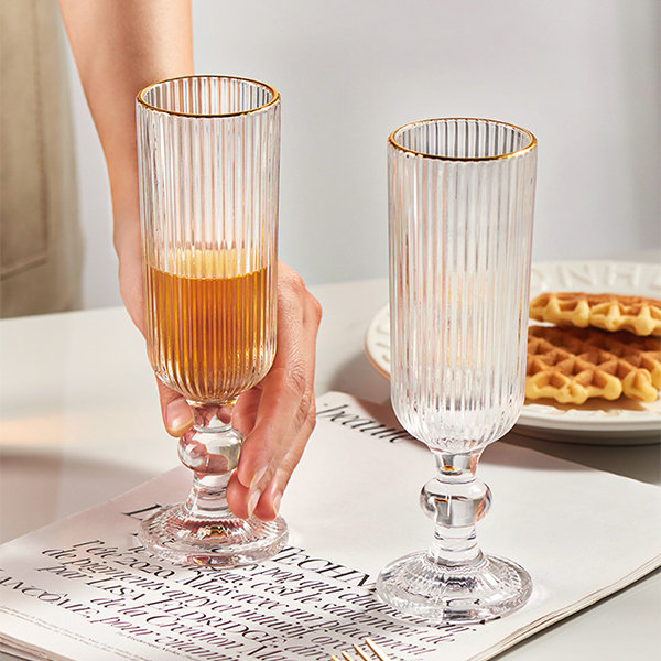 Hexagonal Gold-rimmed Wine Glass - Champagne Color - 7 Styles from Apollo  Box